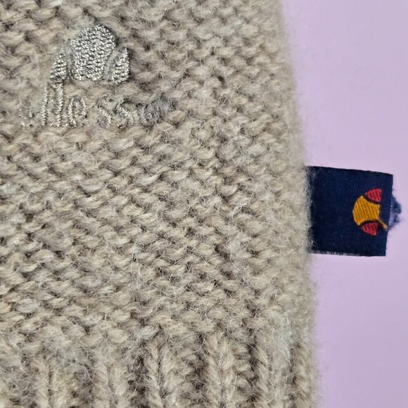 Y2K Ellesse Vintage 100% wool Mens Cardigan Full Zip Tan XL - Picture 4 of 7